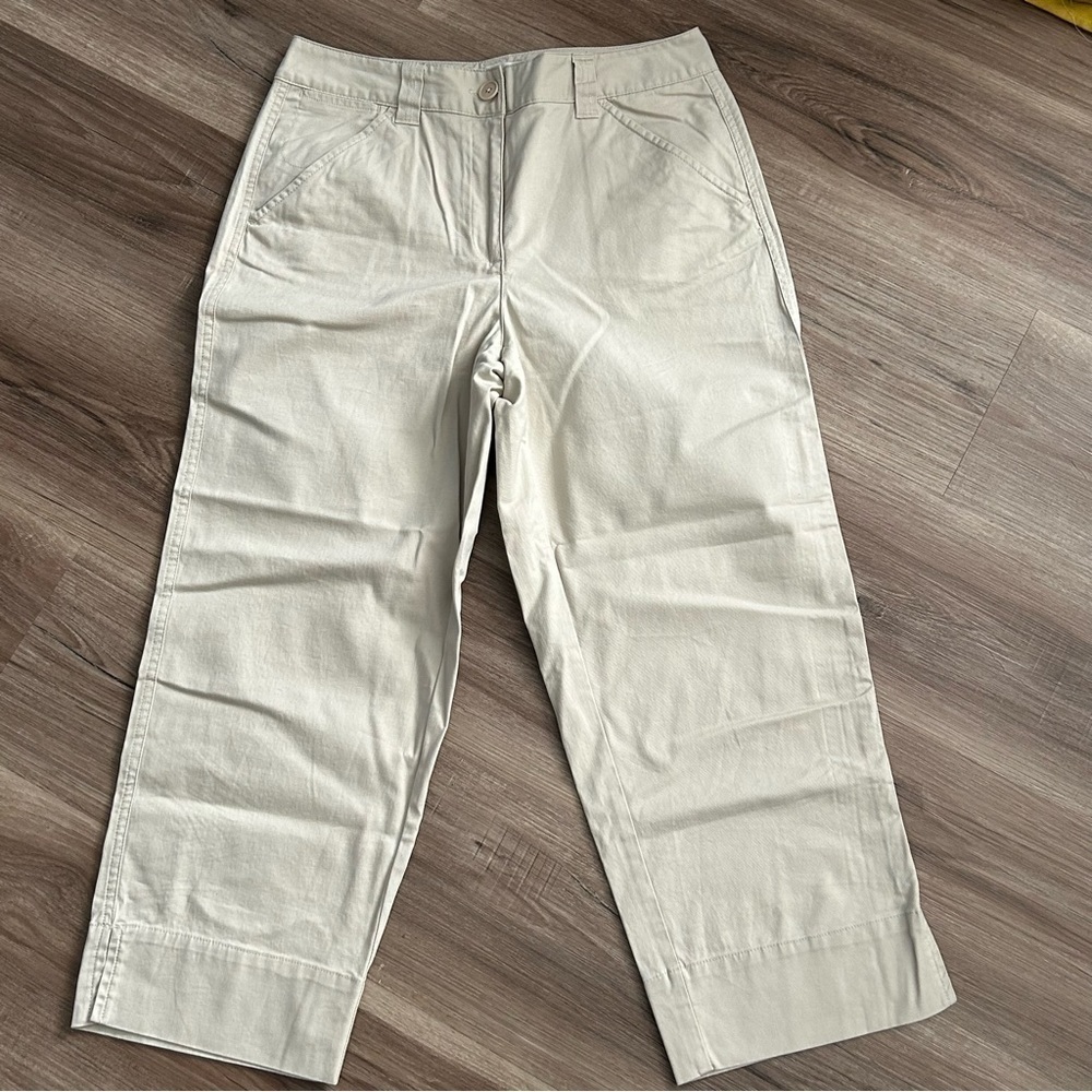 TALBOTS Cream Stretch Straight Crop Pants Women Size 6
